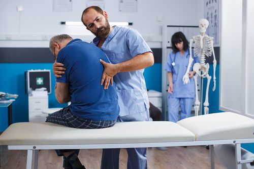 A VSH physiotherapist treating a patient at home
